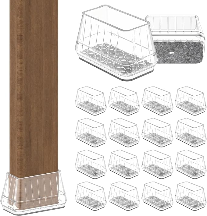 24PCS Rectangular Chair Leg Floor Protectors for Hardwood Floors, Thicken Rubber Chair Leg Cap Covers, Non Slip Furniture Leg Pads to Protect Wood Tile Floors from Scratches and Reduce Noise by Violibar