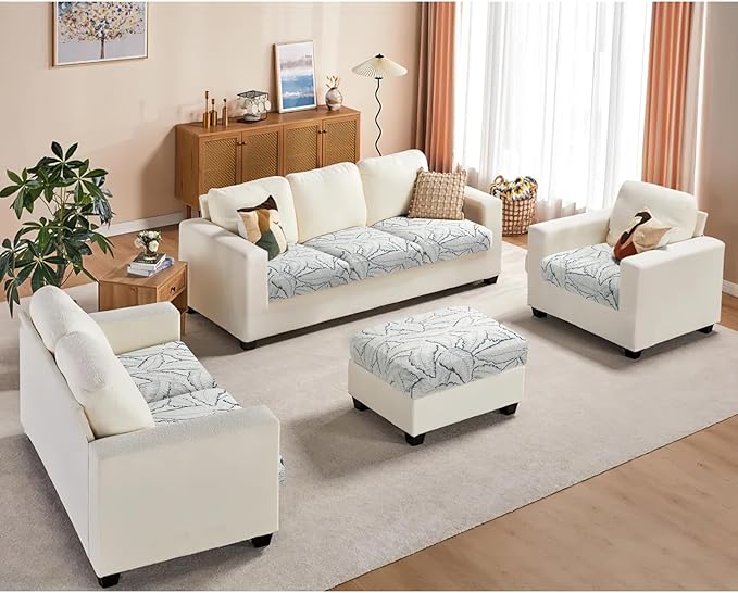 Fuloon Seat Cushion Covers, Stretch Couch Slipcovers Sofa Cushion Protective Solid Chair Slipcovers Washable Suitable for Armchair Loveseat Sofa 1 PC Dark Grey - Image 7