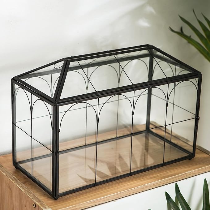 Wedding Card Box with Slot, 12.6'' Large Glass Card Boxes for Reception, Black Geometric Holder, Clear Decorative Storage Box with Lock for Baby Shower, Birthday Party, Christmas - Image 5