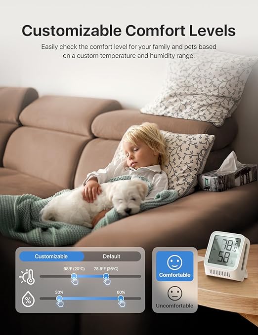 X-Sense WiFi Thermometer Indoor Hygrometer, Digital Temperature Sensor with App Notification Alerts, Temperature Humidity Meter for Room, Data Storage Export at No Charge, 3 Sensors & 1 Base Station - Image 4