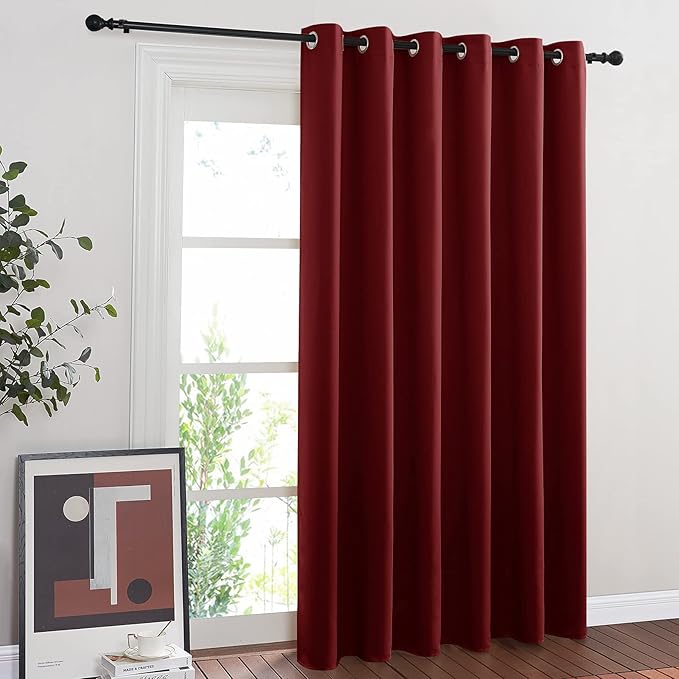 NICETOWN Glass Door Curtains for Window, Wide Thermal Curtain Panels, Sliding Door Drapes, Extra Wide Curtains (Burgundy Red, 80 inches Wide x 84 inches Long) by NICETOWN