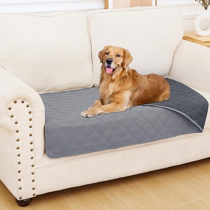 Smiry Waterproof Dog Bed Cover Pet Blanket, Soft Washable Dog Blanket for Furniture Bed Couch Sofa Reversible, Checkered (30"x53", Grey/Dark Grey) by Smiry