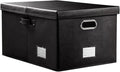 PRANDOM Collapsible Storage Box with Lid [1-Pack] Leather Fabric Foldable Storage Bin Organizer Container Basket Cube with Cover for Home Bedroom Closet Office Nursery Black (22.8X15.7X11.8) by Prandom