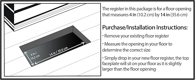 Decor Grates PL414-TA Floor Register, 4 x 14-Inch, Taupe - Image 2