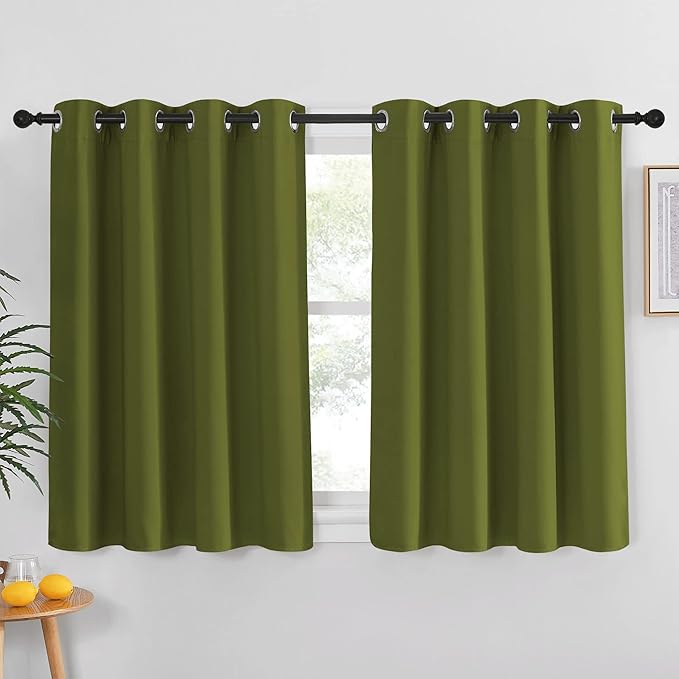 NICETOWN Blackout Curtain for Girls Room - Thermal Insulated Solid Grommet Room Darkening Panel/Drape for Girls' Bedroom (Olive Green, Single Panel, 52 by 54-inch) by NICETOWN