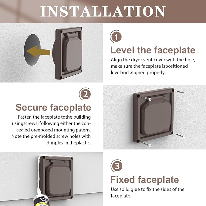 Dryer Vent Cover Outside 4 inch, Magnetic Door Design, Durable Airflow Vent with Lint Trap Screen, Thickened Material, 6 inch x 6 inch Size, Brown - Image 5