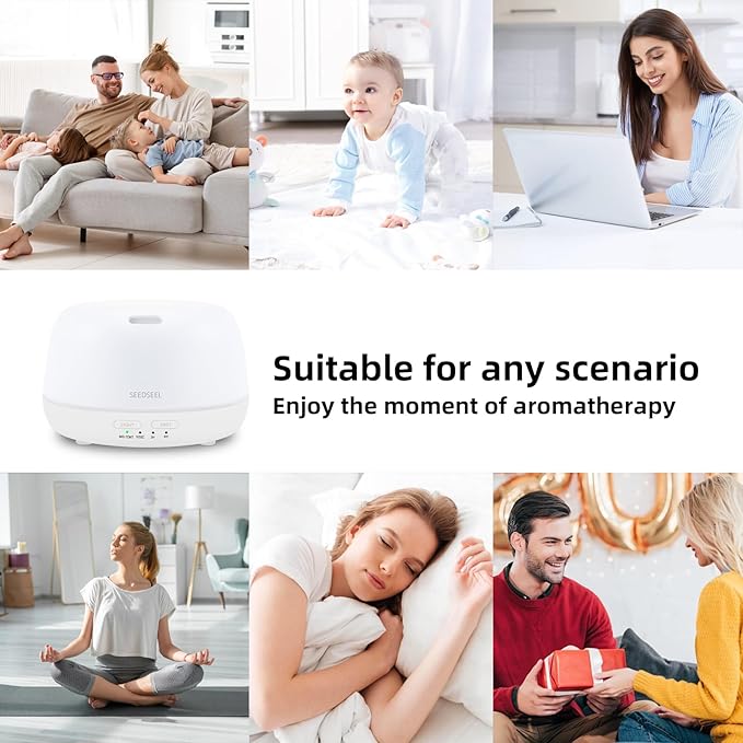 300ML Essential Oil Diffuser with Remote Control, Aromatherapy Diffuser with 7-Color Changing LED Light for Small Rooms, Office, and Home - Image 4
