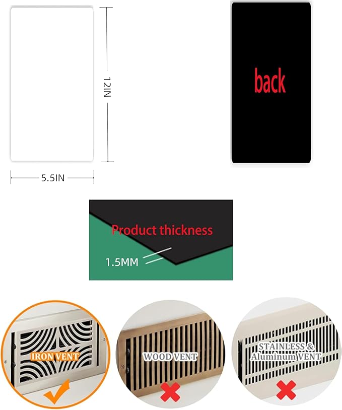 Magnetic Vent Covers, Extra Strong Magnets, 5.5" x 12" (3 Pack), Fits Steel Vents Only, Complete Seal, Air Vent Covers for Home Ceiling, Wall Registers, HVAC, AC, and Heater Vents - Image 2