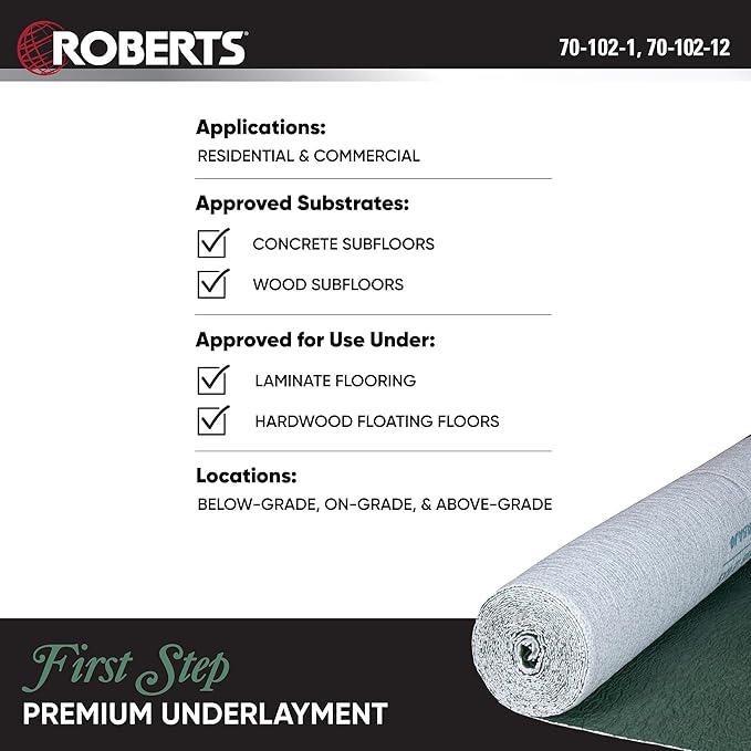 ROBERTS First Step Premium Underlayment - 100 sq. ft. Roll - 40" x 30' x 2 mm - Image 6