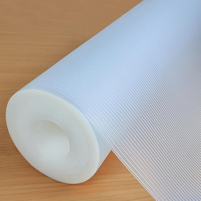 Hersvin Shelf Liners 12 in x 20 ft EVA Drawer Mats, Non-Adhesive Cupboard Protector, Kitchen Cabinet Lining Fridge Liner (Clear Stripe, 30.5x610cm) by Hersvin
