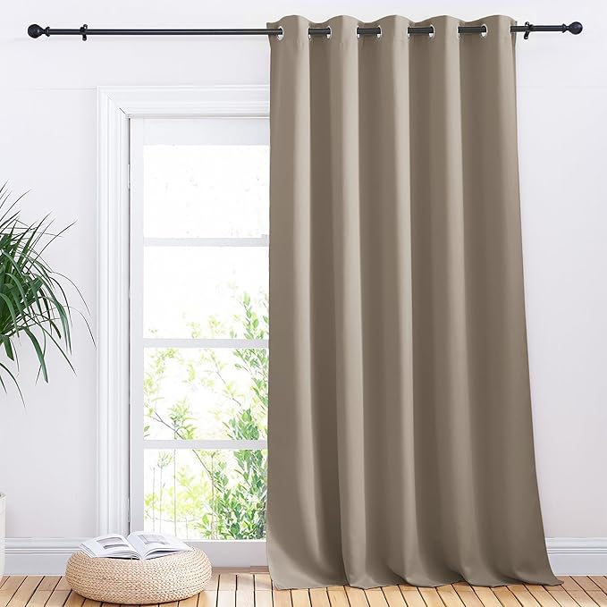 NICETOWN Sliding Door Curtains, Wide Thermal Blackout Patio Door Curtain Panel, Taupe, W70 x L95, Sliding Door Drapes/Draperies with Grommet Top by NICETOWN