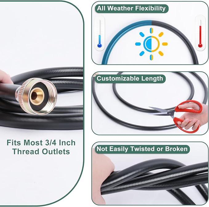12 FT Dehumidifier Drain Hose 3/4 Inch FHT Connection Brass Thickened Drain Hose, Heavy Duty and Flexible Drainage Hose fits for Most of Dehumidifiers - Image 3