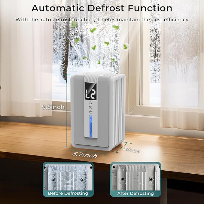 Dehumidifiers for Home, 42 OZ (400 sq.ft) Small Dehumidifier with Timer, Auto Shut Off, Auto Defrost, 7 Colors LED Light, Quiet Energy Saving Dehumidifier for Bedroom, Bathroom, Basement, Closet, RV - Image 6