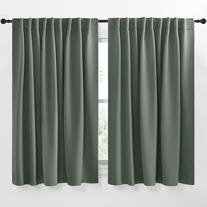 NICETOWN Blackout Curtain Panels Window Draperies - (Dark Mallard Color) 70x63 inch, 2 Pieces, Insulating Room Darkening Blackout Drapes for Bedroom by NICETOWN