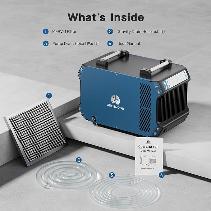 ARGENDON 180 Pints Crawlspace Dehumidifiers with Pump and Drain Hose, Commercial Dehumidifier for Basement, Industrial Large Spaces, Basement, Job Sites, cETL, 5-Year Limited Warranty - Image 7
