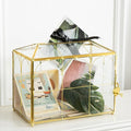 Glass Wedding Card Box with Slot, 10.2'' Large Clear Card Box Gold Brass Gift Card Storage Box with Lock Perfect for Wedding Receptions, Baby Shower, Birthday Party, Bridal Shower by Unknown