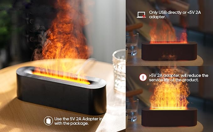 Essential Oil Diffusers,Flame Colorful Water Vapor Fire Fireplace Humidifier for Aromatherapy Aroma Therapy Machine Room Bedroom,Black Flame Diffuser for Essential Oils - Image 6