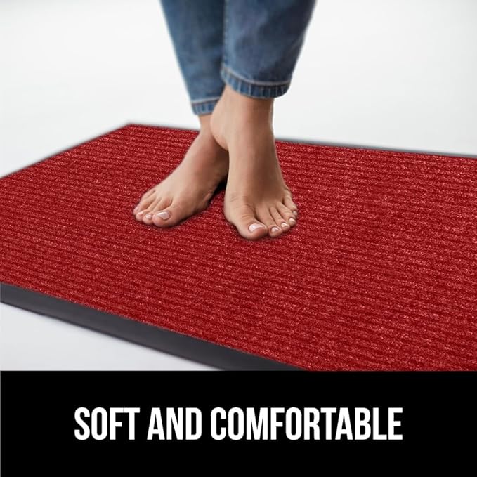 GORILLA GRIP Waterproof Traffic Guard Door Mat, 59x24, Heavy Duty Entryway Mats, Strong Backing Commercial Utility Rugs for Office Hallway, Garage Floor and Home, Low Profile Carpet Runner, Red - Image 8
