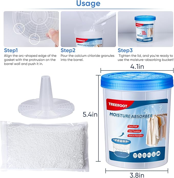 6 Pack Refillable Moisture Absorbers, 18OZ Humidity Absorber Bucket, Moisture Absorbers for Closet, Dehumidifier Bucket for Wardrobes、 Kitchens and Bathrooms, Fragrance Free Humidity Absorber - Image 2