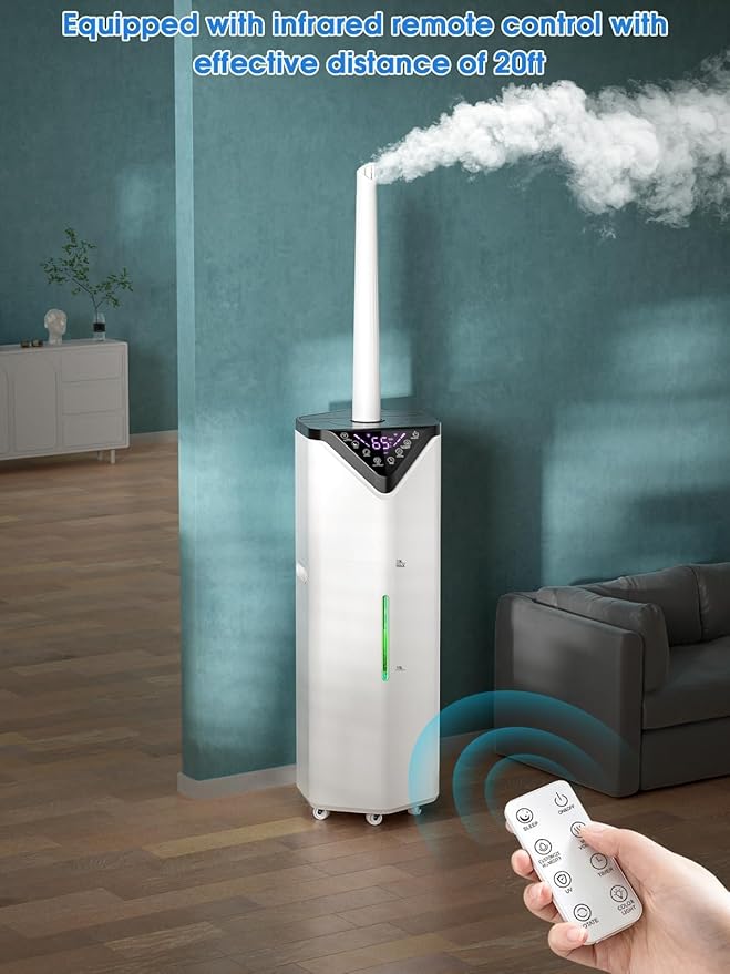 19L/5Gal Humidifiers for Bedroom Large Room 2800 sq ft, Quiet Humidifiers for Large Room, Floor Humidifier with 3 Mist Mode & Auto 180°Mist Tube for Home Whole House School Office Commercial Plants - Image 5