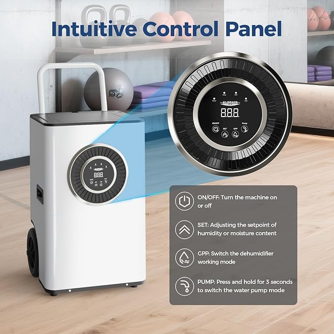 ALORAIR 145PPD Commercial Dehumidifier with Pump & Drain Hose, LGR Tech Dehumidifiers for Garage, Large Room, Basement, Industrial Space, Power-Off Memory, Sentinel Elite60X - Image 5