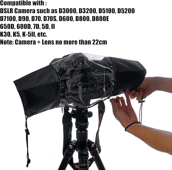 WANBY Waterproof Camera Rain Cover Professional Soft Black Camera Rain Covers for All DSLR SLR Cameras - Image 5