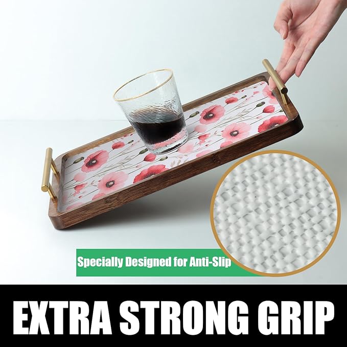 Floral Shelf Liners Strong Non-Slip and Non Adhesive Shelf and Drawer Liners for Kitchen Cabinet Wire Fridge, Waterproof Shelf Drawer Liner,Easy to Clean,12IN x 10FT,Red - Image 4