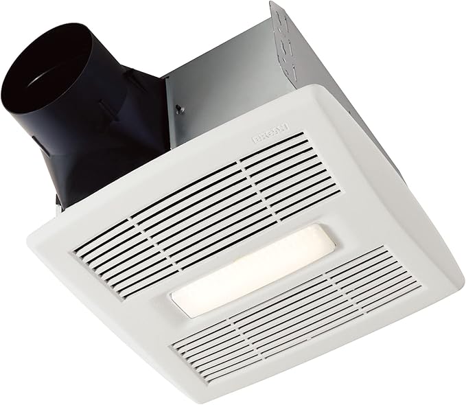 Broan-Nutone AE80BL InVent Series Single-Speed Fan with LED Light, Ceiling Room-Side Installation Bathroom Exhaust Fan, ENERGY STAR Certified, 0.7 Sones, , White , 80 CFM 0.7 Sones by Broan-NuTone