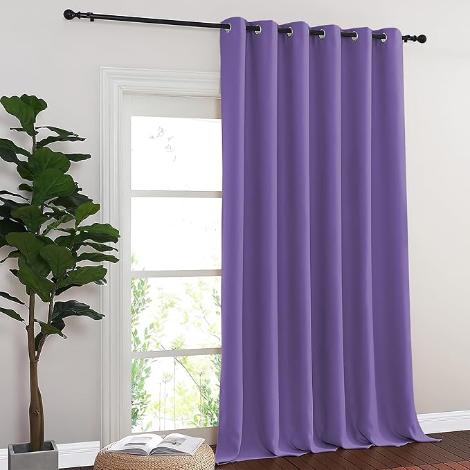 NICETOWN Sliding Door Curtain 108 Inches Long - Blackout Thermal Insulated Grommet Room Divider Privacy Drape for Patio Glass Door, 1 Panel, Lilac Purple, 100 Inch Extra Wide - Image 2