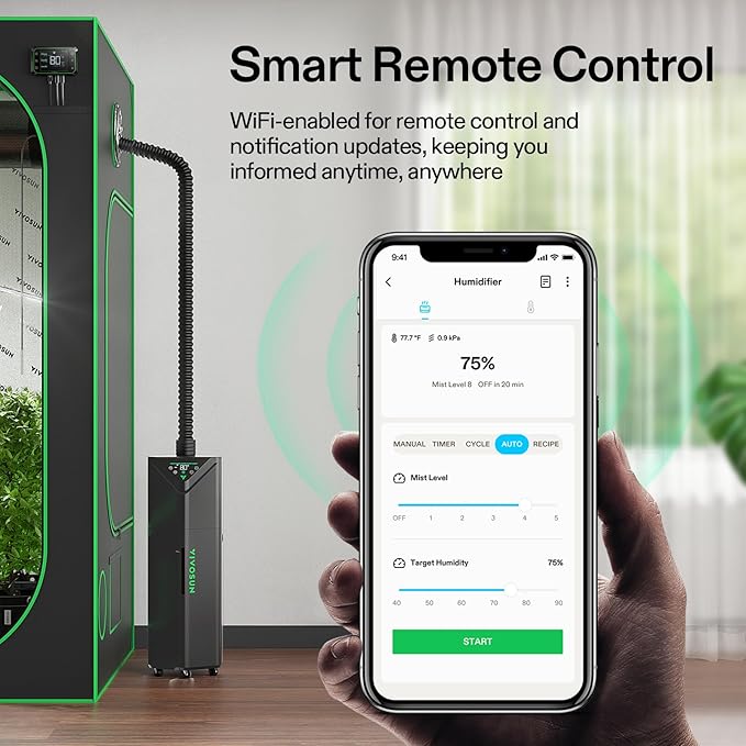 VIVOSUN P426 48"×24"×72" PRO Grow Tent and AeroStream H19 Intelligent Environmental 19L Humidifier with Temp & Humidity Probe, Top Control Panel, Smart Remote Control, Designed Specifically for Use wi - Image 8
