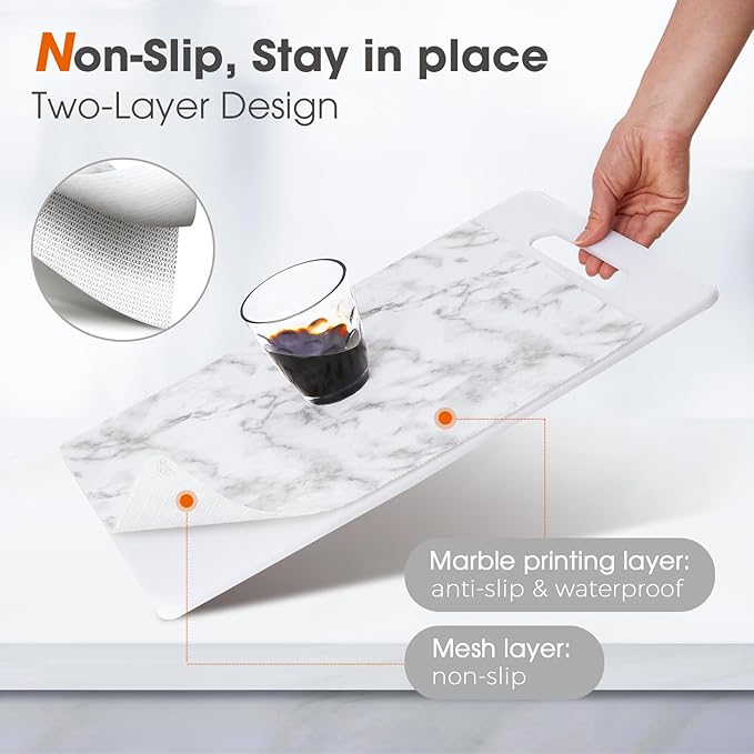 Beautysaid Shelf and Drawer Liner for Kitchen Cabinet, Non Adhesive Non Slip Shelf Paper Waterproof Washable Thickened for Dresser Pantry Shelve Bathroom Protector Liner(Marble,12 in x 30 FT) - Image 2