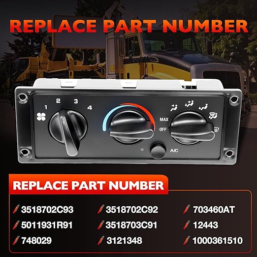 3518702C93 A/C Hearter Climate Control Module Panel Compatible with 2000-2021 International 9100 9200 9400 9900 5500I 5600I HX515 HX615 Replace 3518702C92 703460AT 5011931R91 - Image 2