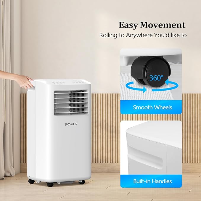 ROVSUN WiFi Enabled Smart 10000 BTU Portable Air Conditioner with Remote & APP Control, 3-in-1 Cooler, Dehumidifier & Fan, Powerful Room Mobile AC Unit with Rolling Wheels & Easy Installation Kit - Image 4