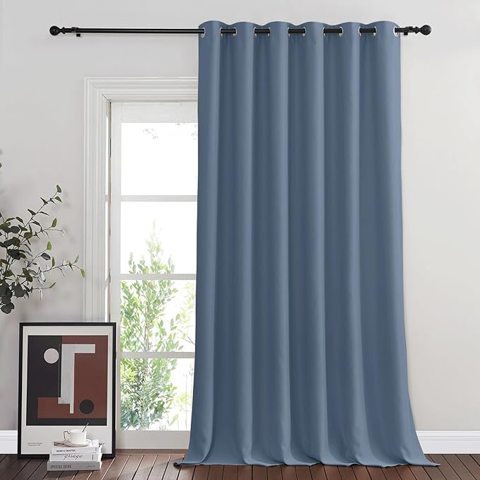 NICETOWN Stone Blue Blackout Sliding Door Curtains, Grommet Thermal Curtain Window Treatment Room Divider Drape Sound Reducing for Patio Door/Living Room, 1 Panel, W80 x L90 by NICETOWN