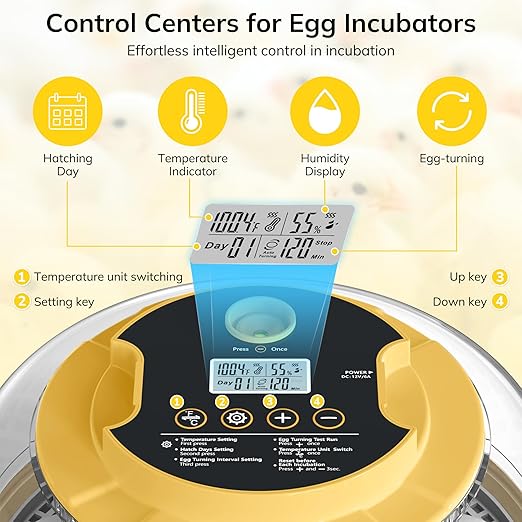 18 Egg Incubator with Automatic Egg Turning and Humidity Control, Chicken Incubator for Hatching Eggs with Temperature Display, Auto Record, Egg Candler, Extra 2 Water Bottles & 2 Egg Trays - Image 3