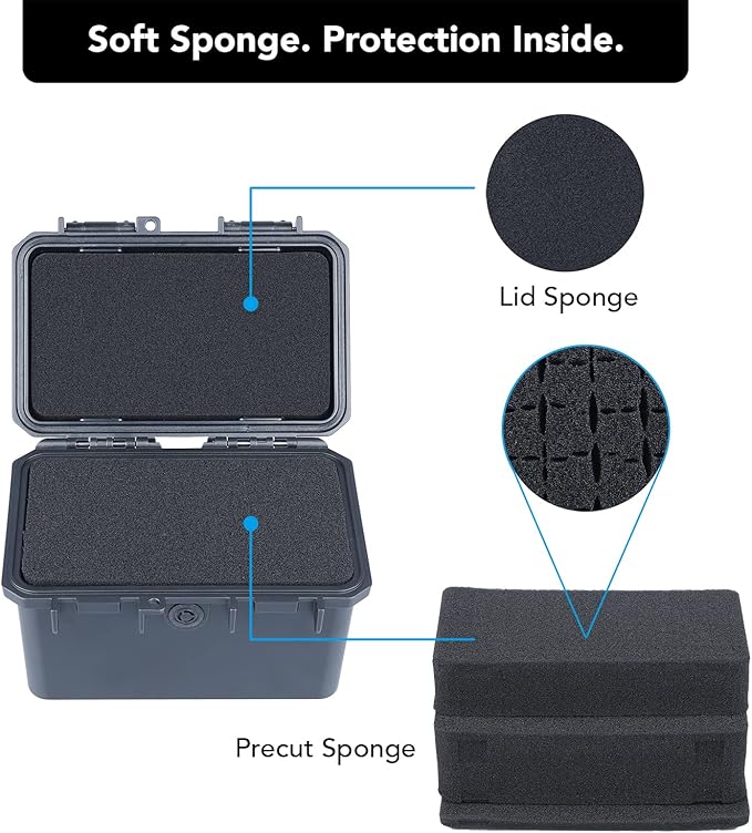 Lykus HC-1530 Mini Hard Case Dry Box with Foam Insert, Interior Size 5.8x3.3x3.7 in, IP66 Splash-Proof, Suitable for Cellphones, Tools, Small Devices and More - Image 2