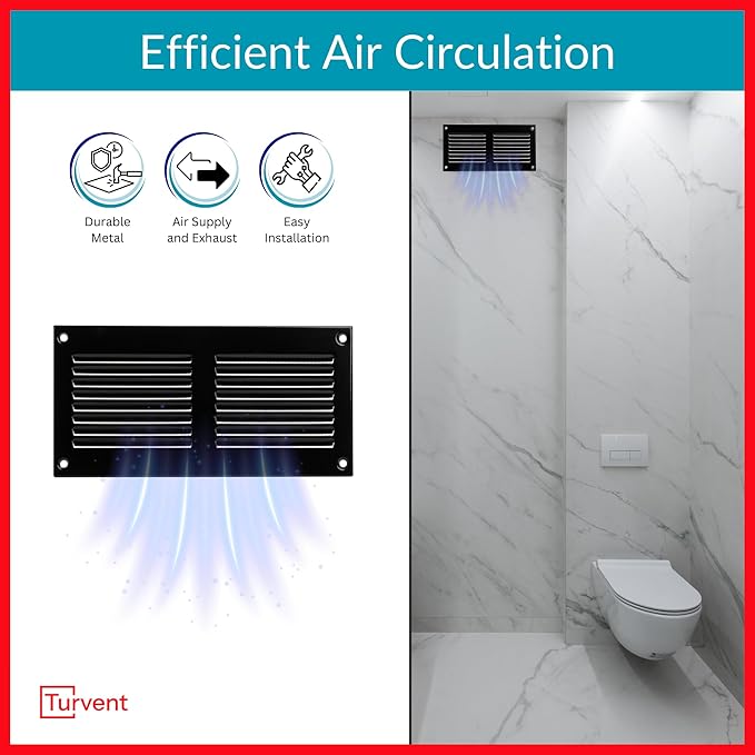 6x2 Vent Cover (Duct Opening) - Black HVAC Return Air Grille for Wall and Ceiling - Metal AC Vent Cover with Mesh - Rectangular Ventilation Register - External Dimensions: 7,87" W x 3.94" H - Image 2