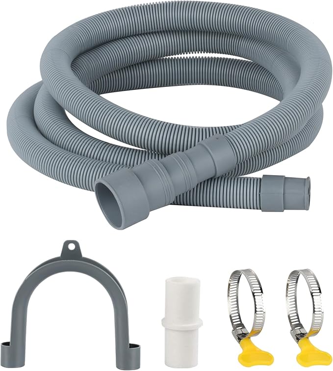 Washing Machine Drain Hose Extension Kit - Universal for Dishwasher, Washer, Dehumidifier - Flexible With 2 Clamps, 1U Holder (6.56 FT) by Unknown