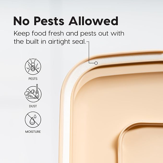 IRIS USA Airtight Dog Food Storage Container, WeatherPro, Up to 40 lbs, Removable Wheels, for Dog Cat Bird and Other Pet Food Storage Bin, Keep Fresh, Translucent Body, Made in USA, Clear/Almond - Image 7