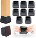 Ezprotekt 8 Pcs Extra Large Square Chair Leg Floor Protectors, Silicone Felt Furniture Pads for Hardwood Floor, Dining Table Bar Stool Leg Protectors Leg Cups Covers (XL Fit: 1.5" - 2", Black) by VisittheEzprotekt