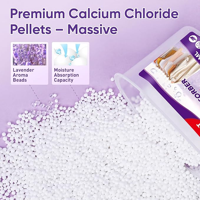 16 Pack Moisture Absorbers, 10.5 OZ Humidity Absorber Bucket, Moisture Absorbers for Closet, Dehumidifier Bucket for Wardrobes (Lavender Scent), Kitchens and Bathrooms - Image 4