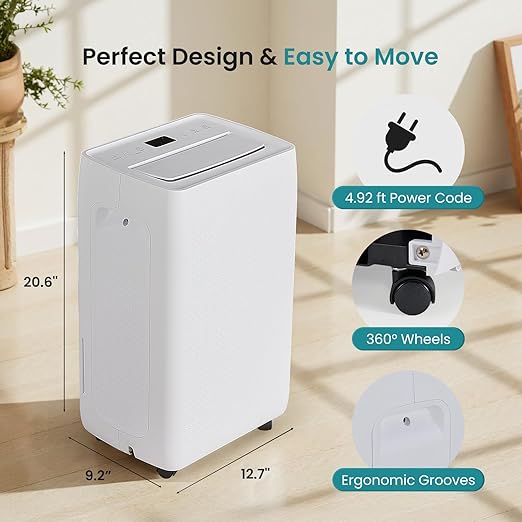 NEWBULIG 50Pints Dehumidifier with Drain Hose, 3,500 Sq.Ft Dehumidifier for Basement, 1.19 Gallon Tank, Low 41dB, Airflow Swing, Ideal Whole House Humidity Remover for Home, Bedroom & Bathroom - Image 4