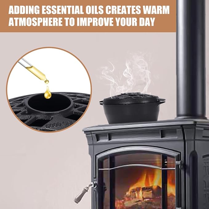 G Good Gain Wood Stove Steamer,Fireplace Humidifier,Cast Iron Humidifier for Stove, Matte Black Finish, Rust Resistant, Lattice Top, 2.5 Quart Capacity,Wood Burning Stove Indoor Decorative - Image 7