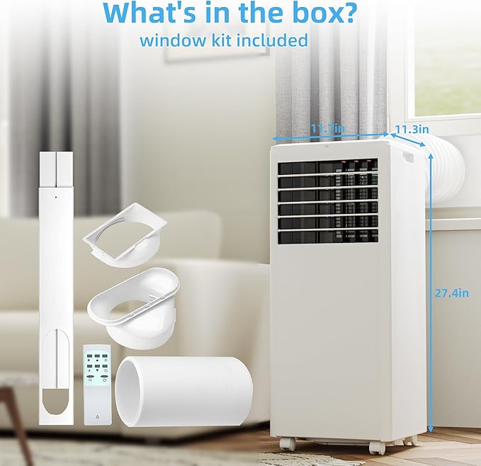 8000Btus Portable Air Conditioner with Cooling, Dehumidifier, Fan 3-IN-1 Indoor AC,24H Timer, Sleep Mode, 2 Wind Speeds,Portable AC with Remote Control for Home Garage Offices - Image 7