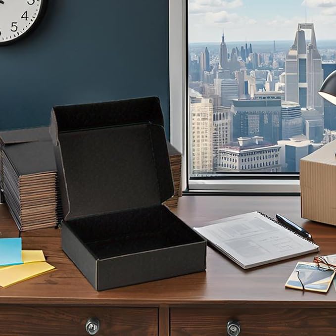 Small Shipping Boxes 12x8x2 Inch (25 Pack) - Sturdy Black Corrugated Cardboard Boxes for Small Business, Ecommerce, Mailing & Packaging | Recyclable Gift & Storage Boxes - Image 6