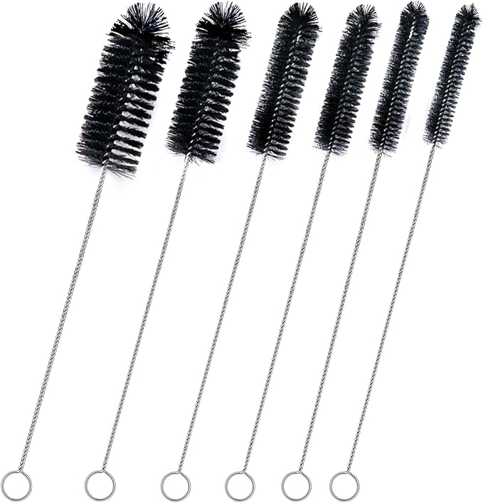 Straw Cleaner Brush Set,6 Piece 12" Long Pipe Tube Bottle Brushes for Cleaning Narrow Neck Bottles,Coffee Maker,Glass Cups by BRUSHFAMILY
