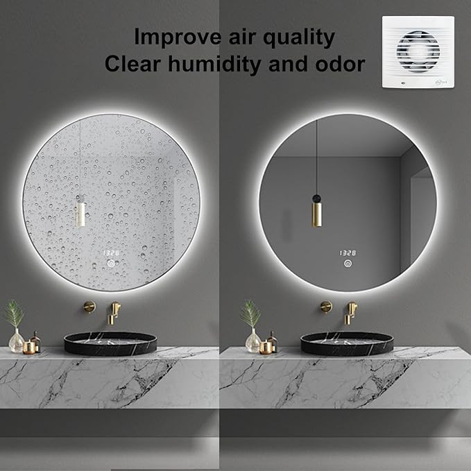4 Inch Wall Mount Bathroom Exhaust Fan, Plug in Wall Exhaust Fan, 12W 77 CFM Bathroom Window Fan with Backdraft Damper for Kitchen, Garage, Office, 34 dB, White - Image 6