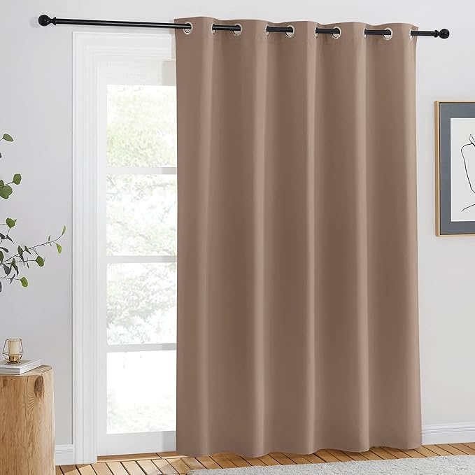NICETOWN Door Curtain 84 inch Length for Bedroom - Room Darkening Light Blocking Thermal Insulated Solid Ring Top Blackout Window Drapes for Living Room (1 Panel, W66 x L84, Cappuccino) by NICETOWN