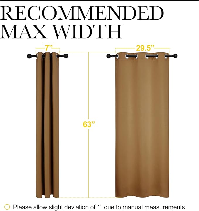NICETOWN Sleek Blackout Curtains 63 inches Length for Small Windows, Noise Reducing and Block Draft Panels for Door Doorway Laundry Office Luxury Decor Theme (2 Panels, Gold Brown, W34 x L63 -Inch) - Image 7