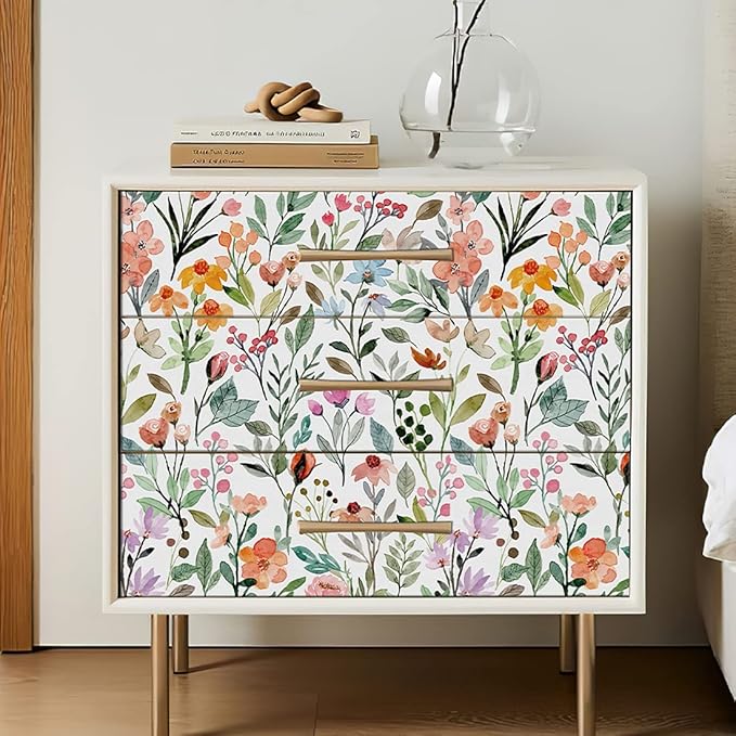Self Adhesive Colorful Floral Shelf Liner Contact Paper Decorative Watercolor Small Flower Drawer Liner Peel and Stick Floral Wallpaper for Walls Cabinets Table Decal 17.7X117 Inches - Image 5